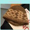 Rhombus Hat Fisherman Grid Pattern Cap Knitted Warmth Oversized Design Unisex