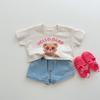 2023 Summer Cartoon Bear Cotton T-Shirt for Kids – Trendy Short Sleeve Top for Boys and Girls