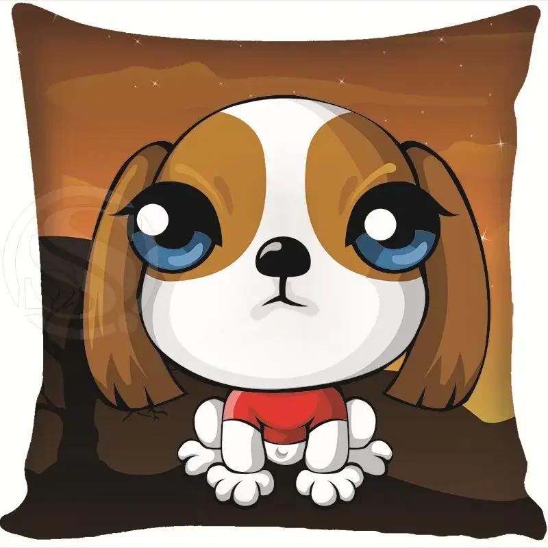 Cartoon Funny Dog Schnauzer Fashion Style Square Pillowcase Zipper