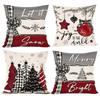 4pcs Rustic Christmas Throw Pillow Covers Winter Holiday Farmhouse Decorative Pillowcases for Home Sofa Couch Christmas Deocr
