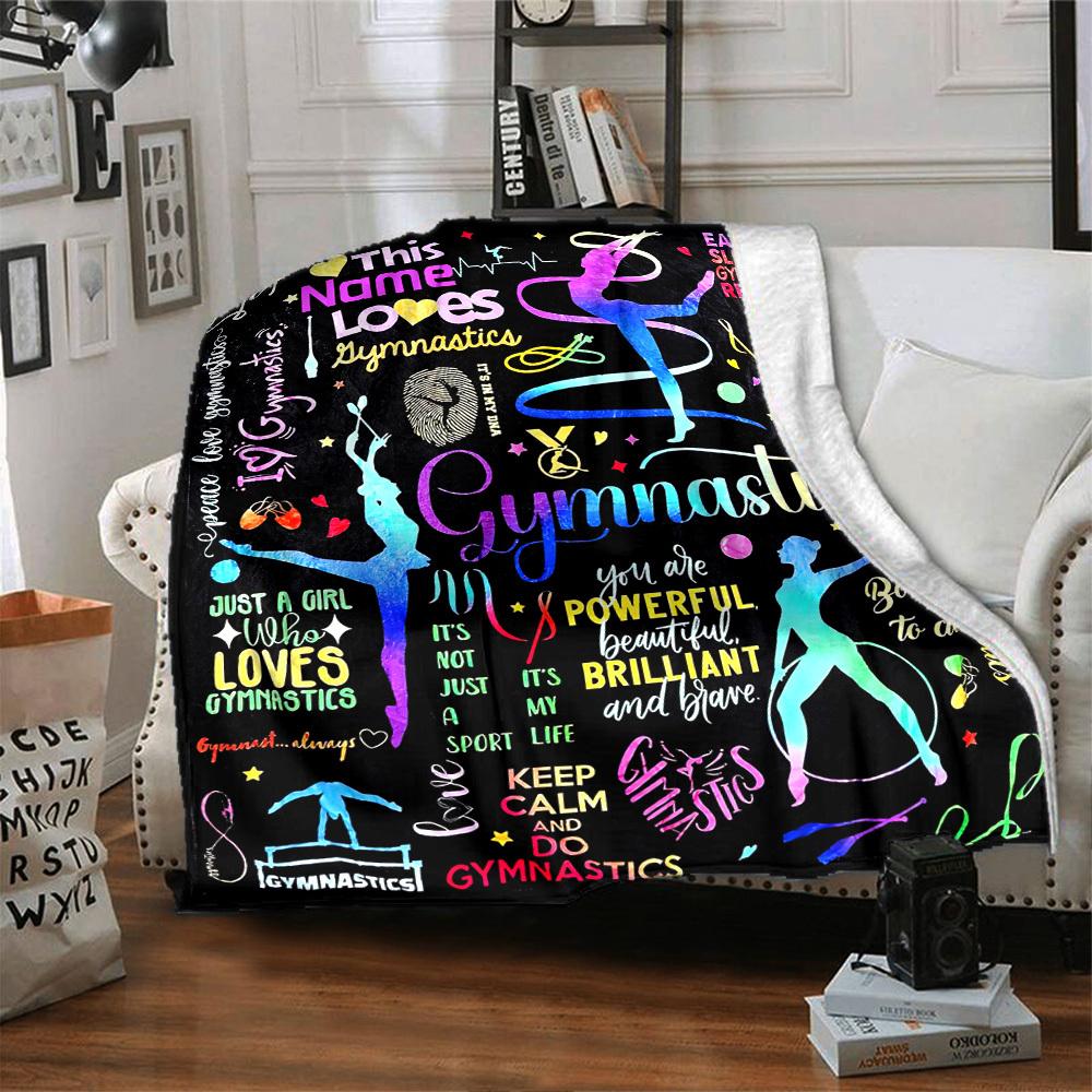 Gymnastics Home Customize Your Name Blankets Comfortable Soft Lightweight Multiseasonal Blanket For Picnics Sofas Offices Beds Living Rooms Perfect