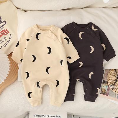 Grenouillère à manches longues en pur coton pour bébé garçon nouveau-né - Vêtement d'extérieur d'automne élégant
