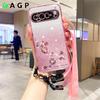 Gradient Flower Long Lanyard Soft Case For Google Pixel 9 Pro XL 6pro 8Pro 7Pro 7A 6A 8A Pixel 8 7 9 9XL 9pro Wrist Strap Cover