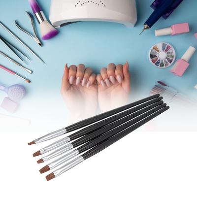 5 Pcs/Set Nail Art Brush Professional No Fading Wood Metal Fashion Women Nail Art Pen for Home