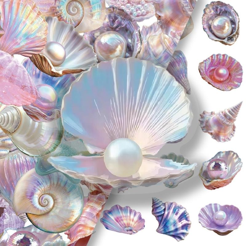 50Pcs Marine Themed Sticker Water Resistant Oceanic Decorative Sticker for Scrapbooking Water Bottle Phone Case Guitar