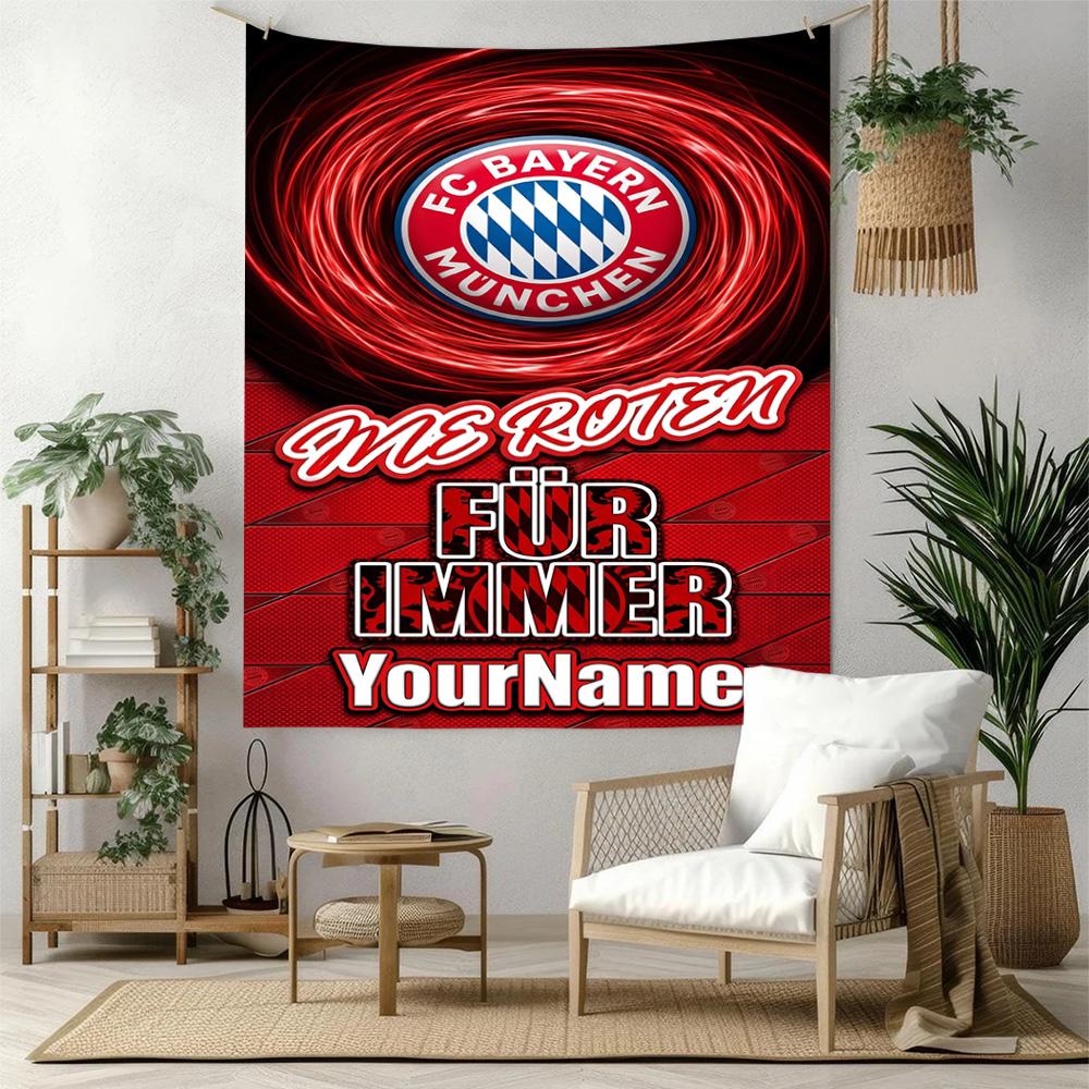 Fc Bayern Mnchen Custom Your Name Wall Decor Tapestry Art For Pet Memorial Birthdaywedding Party Backdrop Family Gift
