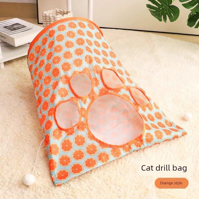 

Cat Toy Cat Teaser Kitten Diamond Bag Self-Hi Relieving Stuffy Handy Gadget Cat Tunnel Mouse Bite-Resistant Noise Paper Pet Supplies Orange Orange style