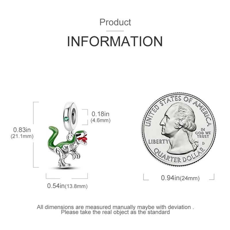 Copper Jurassic T-Rex Flying Dragon Charm Pendant Beads Fit Original Bracelet For Women Jewelry Making