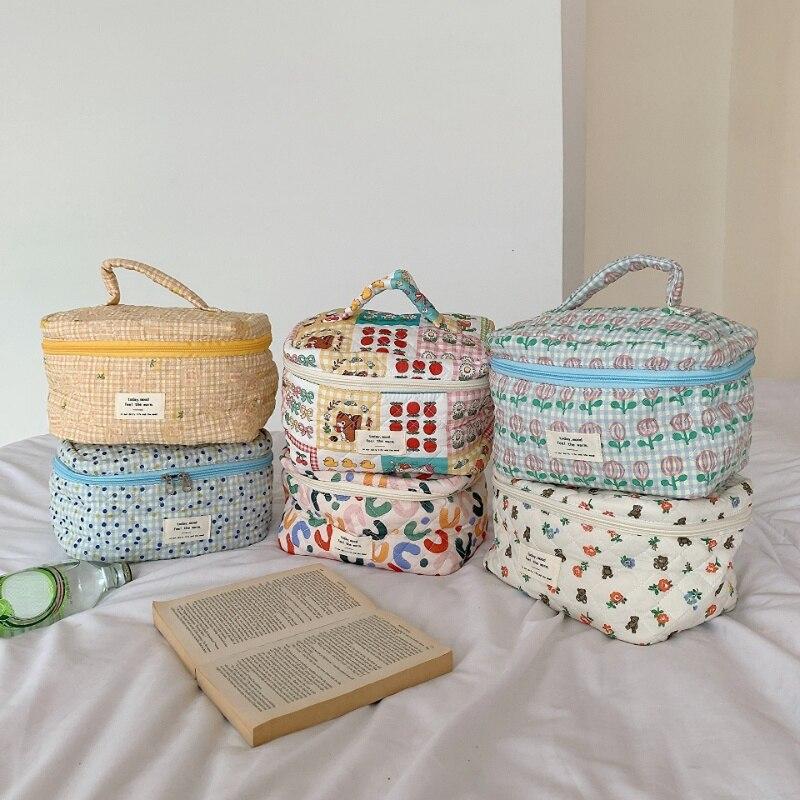 

Свежая и милая косметичка идиллическая хлопчатобумажная ткань, портативная сумка для хранения большой емкости, сумка для стирки и уборки, женская