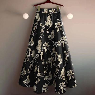 Damska Letnia Spódnica Maxi z Wysokim Stanem w Stylu Vintage Elegancka z Nadrukiem Kwiatowym