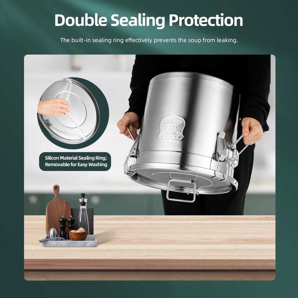 304 Stainless Steel Airtight Canister Rice Container 33L Three Buckle Sealed Storage Bin for Rice Flour Kitchen Pantry Organizer