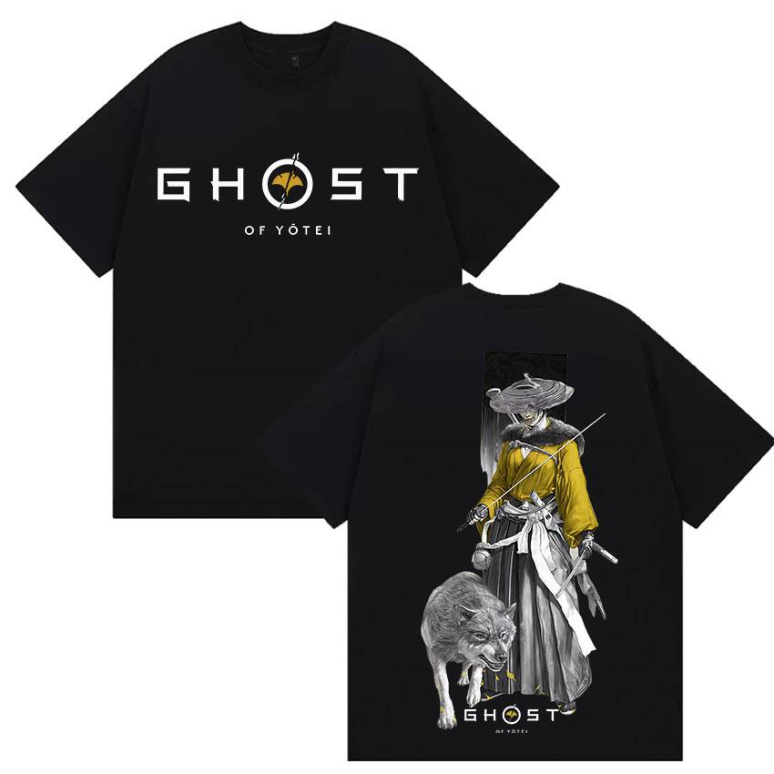 Japanese Game Ghost of Yotei Graphic cotton men shirt ukiyoe style ONeck Short Sleeve womens fashion Springsummer Tshirt