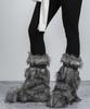 NACHE Detachable Belt Faux Fur Boots Gray