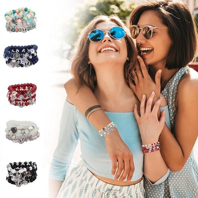 Böhmisch Chinesischer Stil Schmetterling Baby Elefant Anker Mehrschichtig Perlenarmband Damen