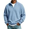 Men's Casual Loose Fit Solid Zip Pullover Stand Collar Athletic Hoodie Solid Color Long Sleeve Casual Top