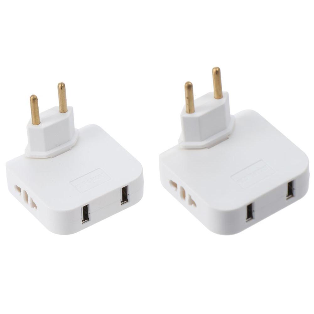 Plastic European Travel Plug Adapter White Ultrathin 180 Rotatable Sockets Copper One To Multiple Plug Converter Electrician