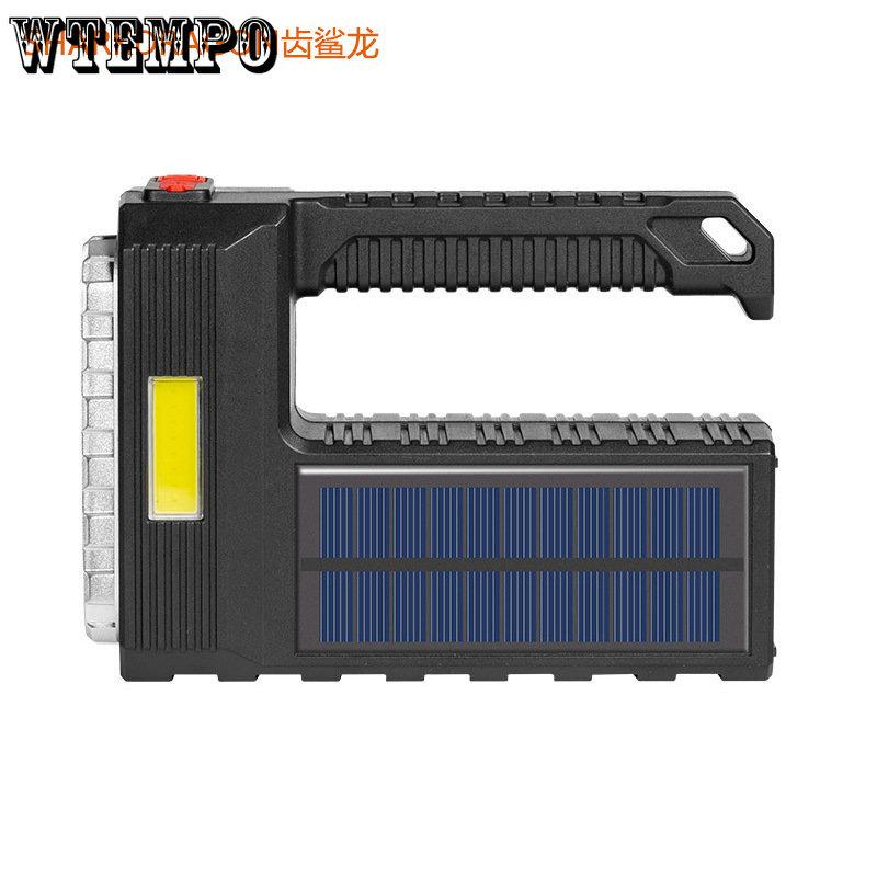 LED Portable Searchlight USB Rechargeable Lighting Outdoor Waterproof Flashlight with Side Light Solar Flashlight