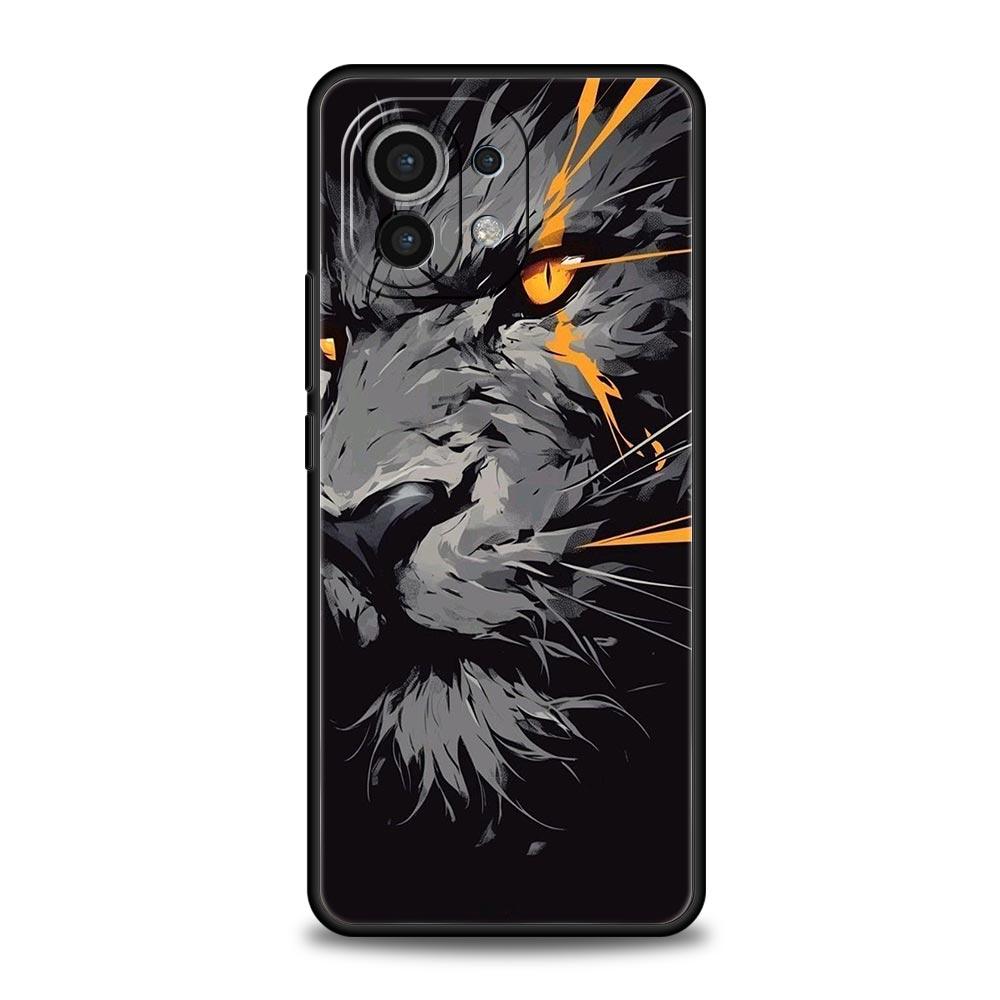 Cross Pattern Bicolor Lion Phone Case Cover for Xiaomi Mi 17 15 14 13 12 11 Ultra 15T 14T 13T 12T 11T Pro Lite 5G Soft TPU Shell