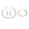 Silver Diamond Necklace Earrings Bracelet Three-piece Set