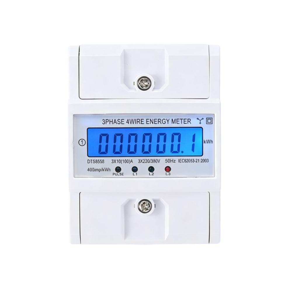 LCD Display LCD AC Din Rail 230V/380V 3 Phase 4 Wire High-precision 3-Phase DIN-Rail Energy Meter Din Rail Mounted