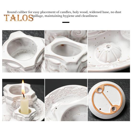 Palo Santo-Stäbchenhalter, Keramik-Kerzenhalter, 4-in-1-Räuchergefäß, Salvia-Halter für Palo Santo-Räucherstäbchen, Meditation, Yoga, Raumdekoration