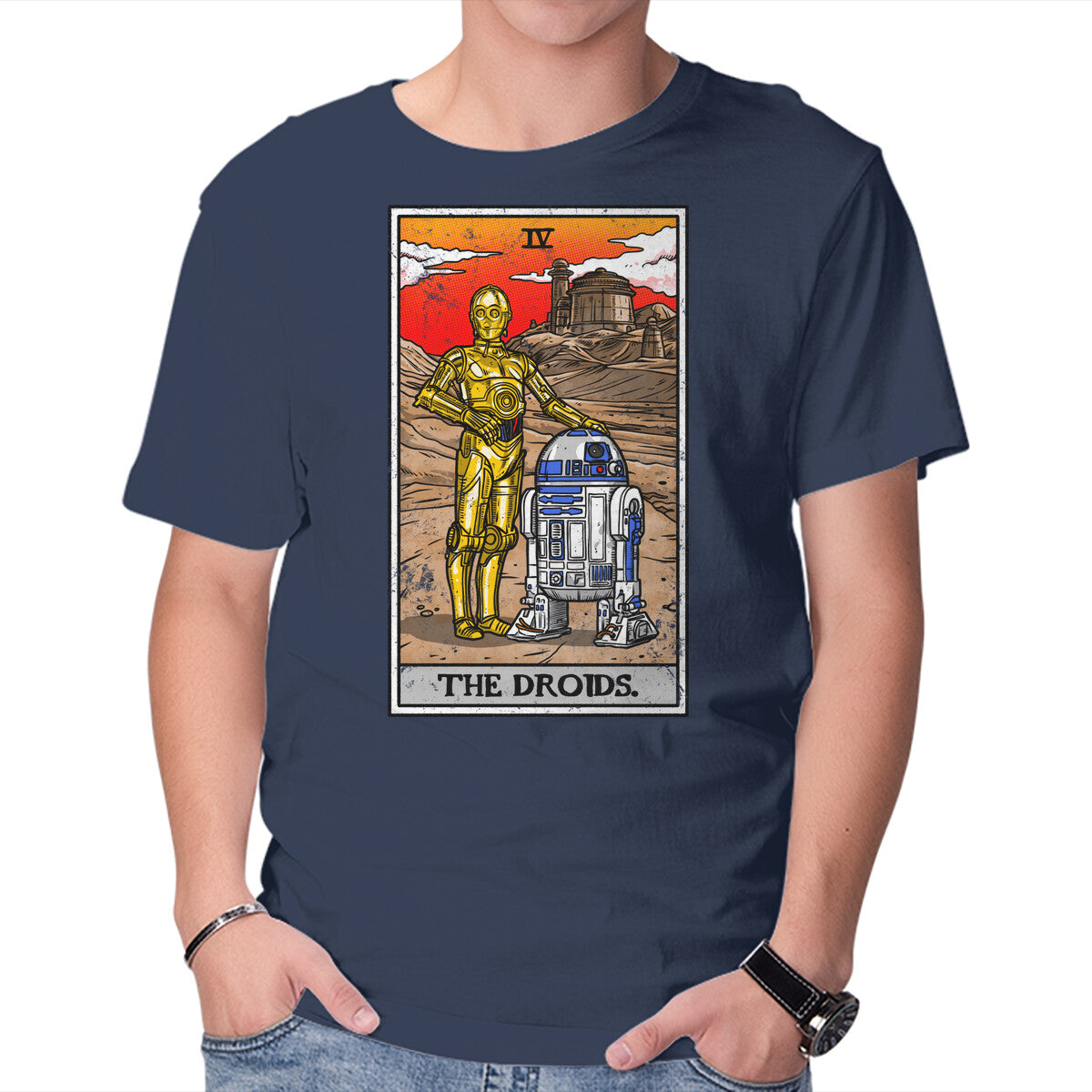 Unisex Crew Neck T-Shirt The Droids Tarot Graphic Short Sleeve Casual Tee XL