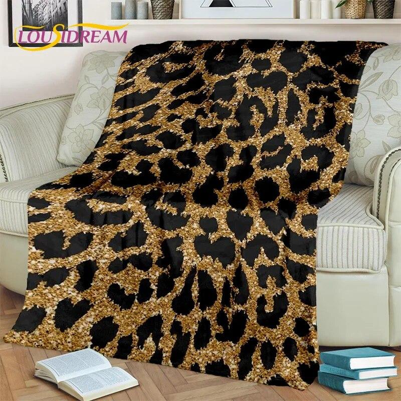 3D Wild Sexy Leopard Stripe Print Blanket,Soft Throw Blanket for Home Bedroom Bed Sofa Picnic Travel Office Cover Blanket Kids
