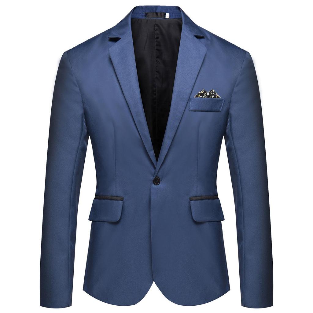 Men's Casual Business Wedding Long Sleeve Buttons Slim Fit Suit Coat Jacket