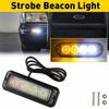 Amber/White 4LED Beacon  Car Warning Hazard Flash Strobe Brake Light