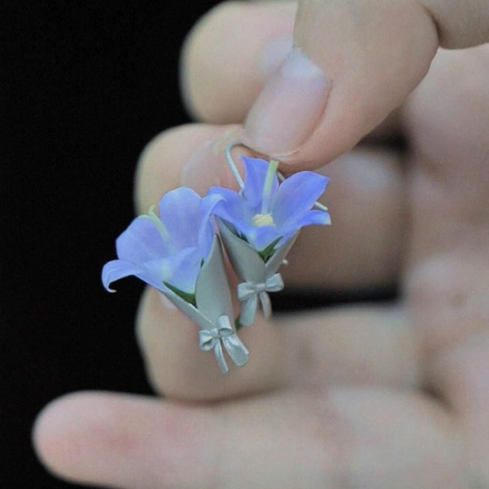 Kreative Vasen-Anhänger-Ohrringe Einfache Schleifen-Ohrringe Leichte Blumen-Einsteck-Ohrringe Hochzeit