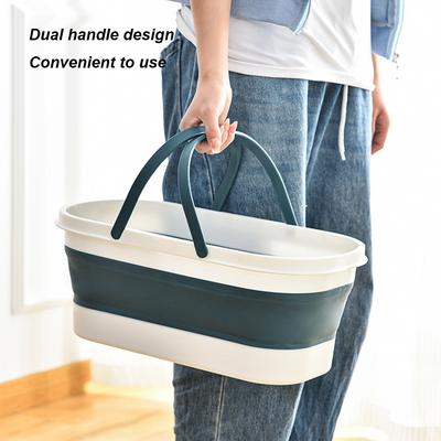 Foldable Laundry Basket with Wheel Cleaning Bucket with Handle Space Saving for Camping Traveling Picnic