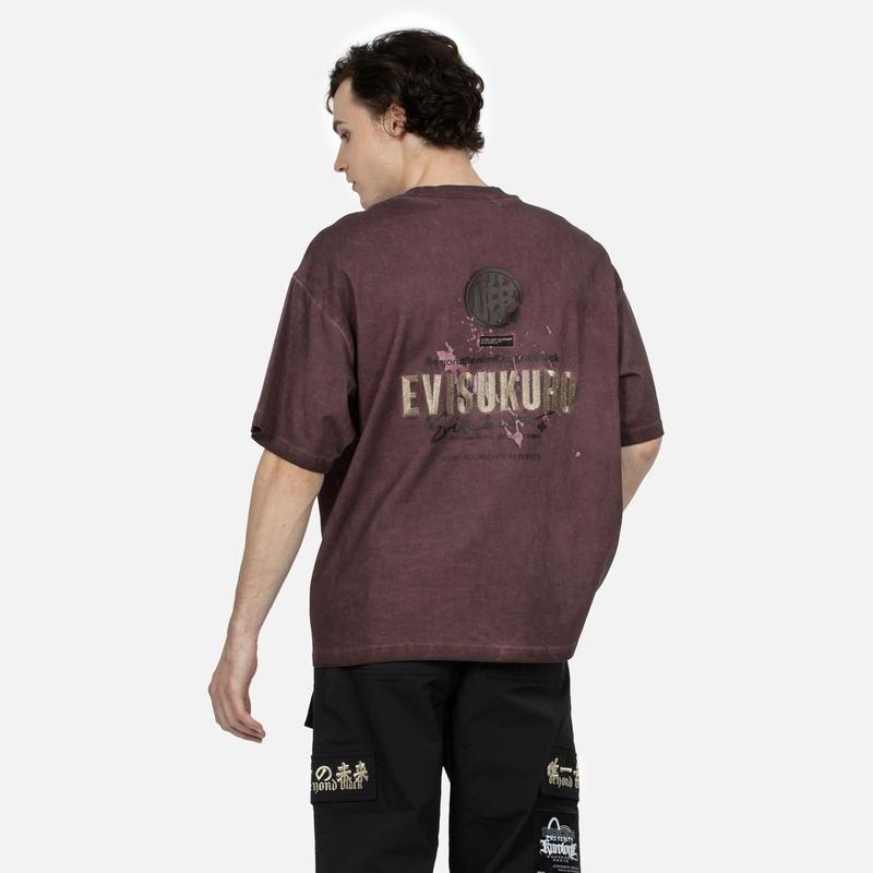 Evisu Aw23 Metallic Logo Print Letter Wide T-Shirt Men Tops 2EAGNM3TS5285BZCT