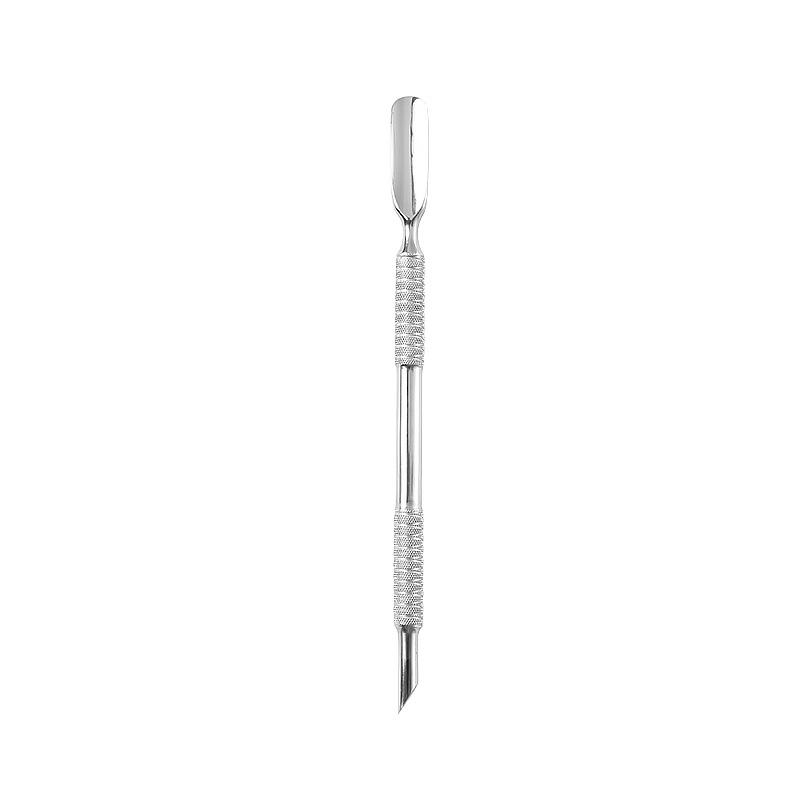 Double-Headed Steel Cuticle Pusher with Vertical & Inclined Surfaces for Nail Art and Manicure