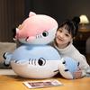 Cute Round Shark Throw Pillow Plush Toy Doll Blue Shark Doll Children's Soothing Doll