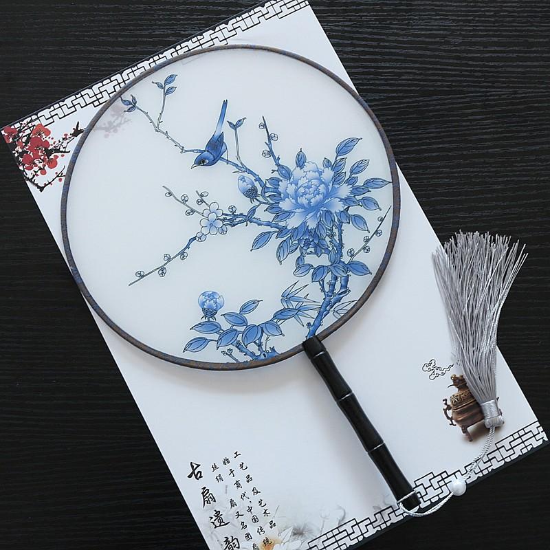 New Semi-Transparent Ancient-Style Round Fan, Double-Sided Palace Fan, Bridal Round Fan, Dance Fan, Chinese Style Classical Hanfu Small Fan