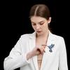 Blucome Fashion Blue Eagle Swallow Shape Brooches Natural Texture Acrylic Pin Jewelry For Girls Women Hat Scarf Coat Accessories