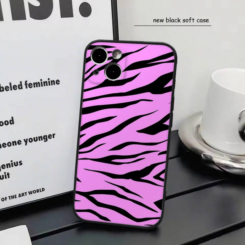 Milk Cow Zebra Strip For iPhone 13,17,11,12,16,14,15,Plus,Pro Max Soft Silicone Black Phone Case