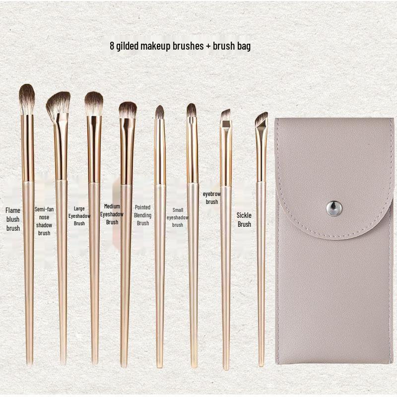 15-Piece Golden Eyeshadow Brush Set - Soft Hair Detail Brushes for Nose Shadow and Blending.