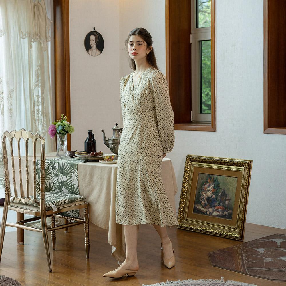 Peulaudeumali Pm_Flower World Long Sleeves Dress_Green