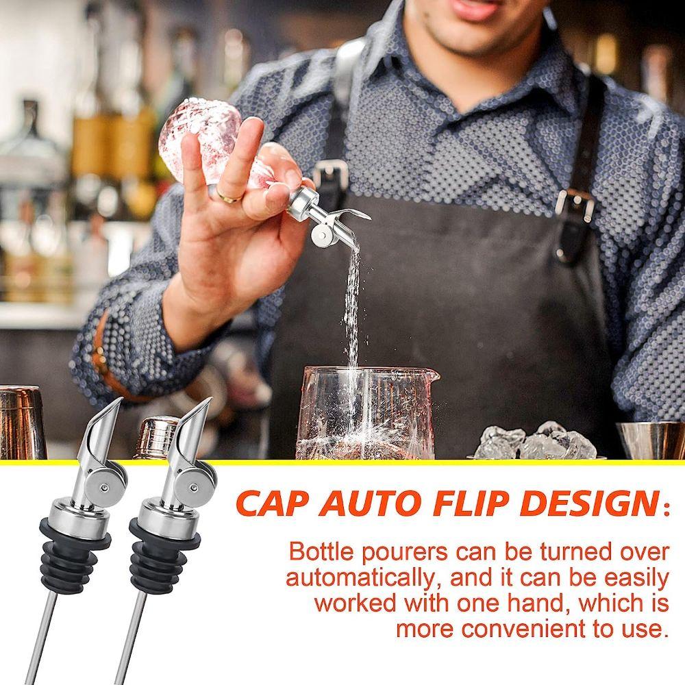 Automatic Open Cap Auto Flip Cap Oil Bottle Stopper Wine Spout  For Cocktail Olive Oil Vinegar
