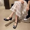 Autumn Women's Chunky Heel Mary Janes Shoes New Square Toe Rhinestones Square Buckle Heeled Shoes for Women Pumps  Shoes