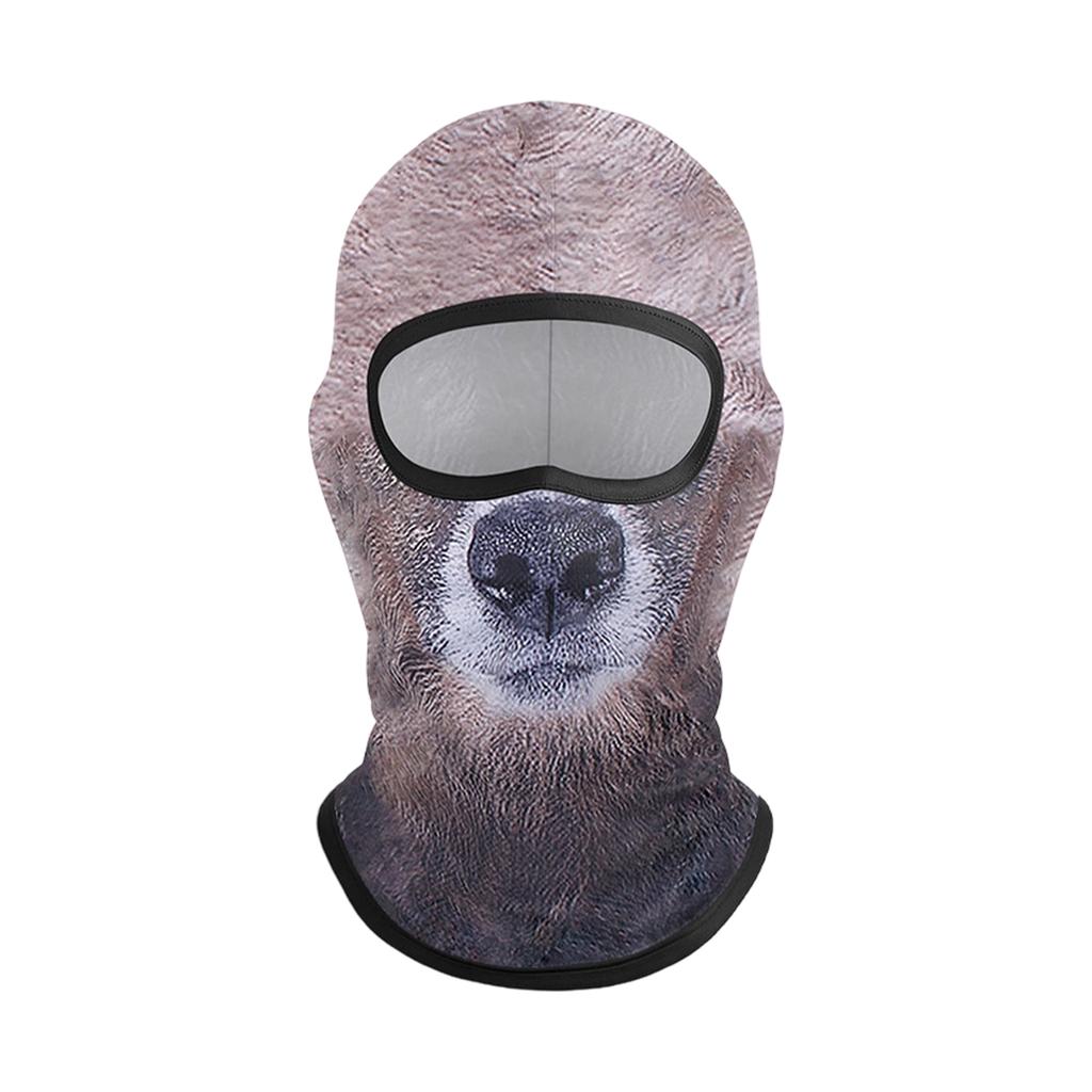 Fall Winter Pullover Hat with Cute Pet Print and Full Face Neck Cover for Outdoor Use