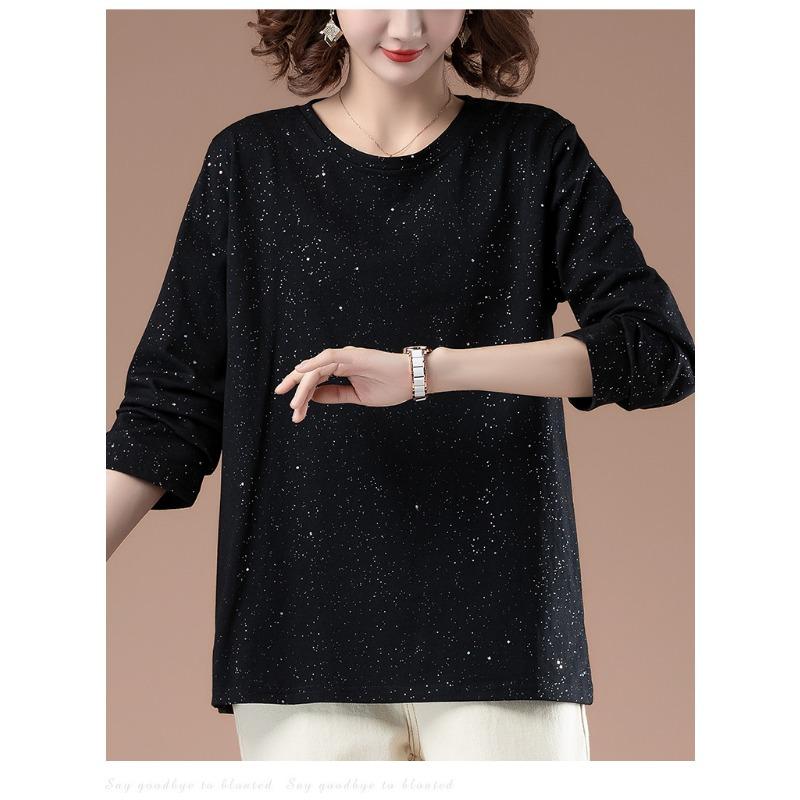 Cotton Long-sleeved Women's Spring Plus Women's T-shirt Loose Western Style Bottoming Shirt for Women