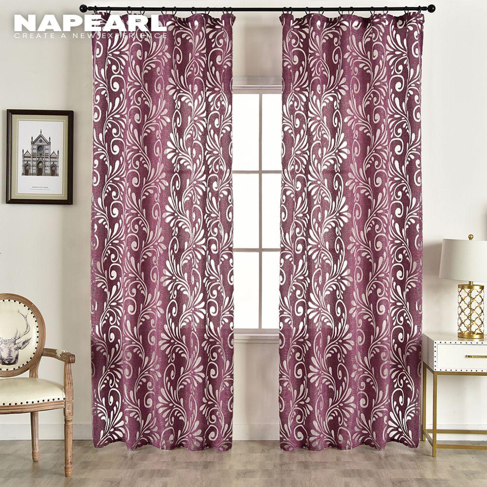 1PC Napearl Fashionable and Versatile European Retro Jacquard Solid Color Gauze Curtain for Living Room Bedroom Home Decor
