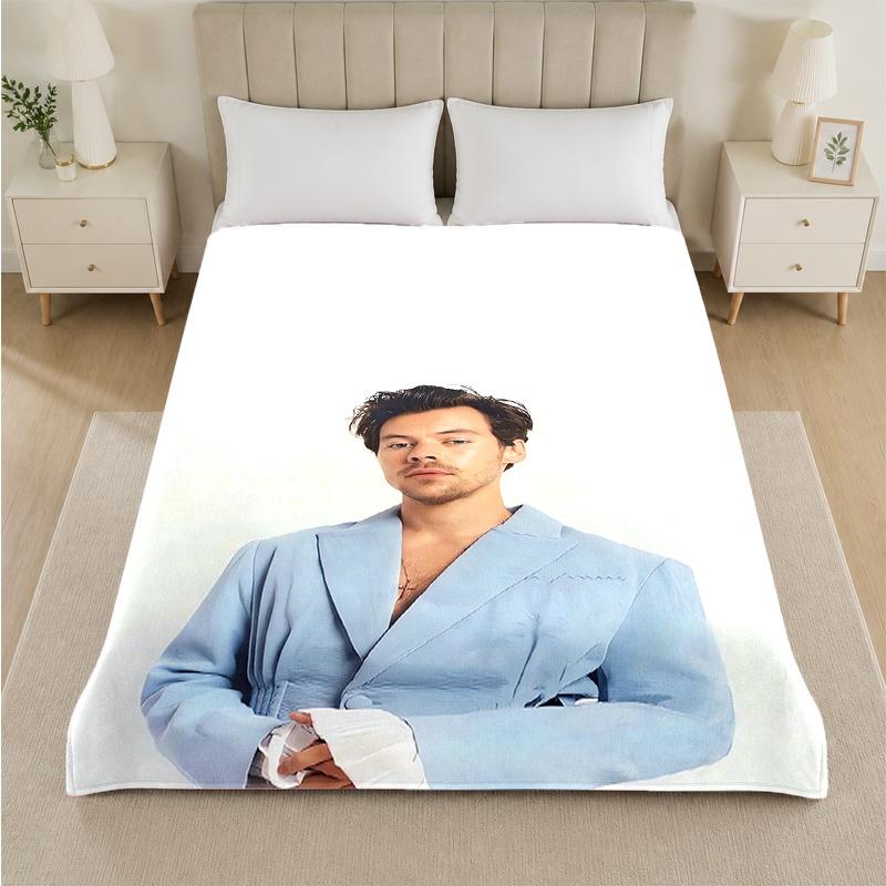 Coperta in Flanella con Stampa di Harry Styles Morbida Calda Coperta in Peluche per Letto Divano Divano Uso Domestico Interno