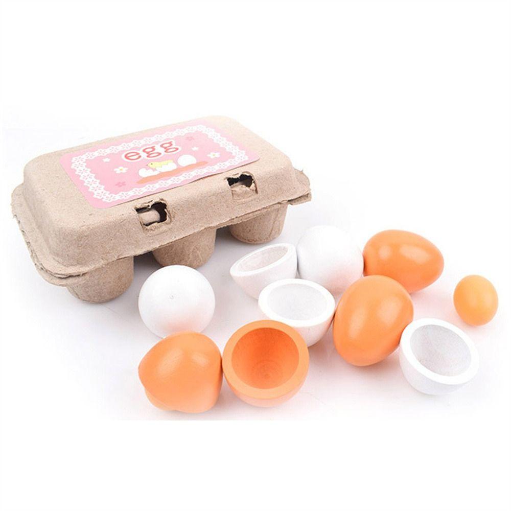 

Yolk Kids Toy Easter DIY Toys Wood Food Eggs Simulation Eggs Toys Wooden Eggs Set Kitchen Food 1set