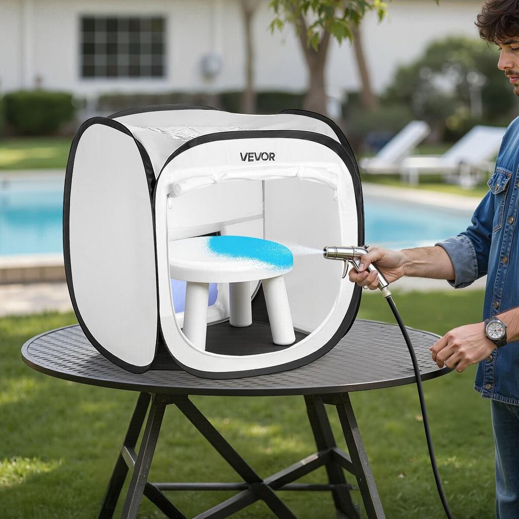 Tenda Box Pittura Portatile, Tenda Portatile Pop-Up per Verniciatura a Spray 405 x 405 x 430mm con Porta a Rete, Tende per Verniciatura a Spray per Piccoli Modelli, Sculture, Foto