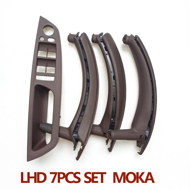 LHD Upgraded Interior Door Handle with Leather Cover Assembly Full Set For BMW X5 X6 E70 E71 E72 2007-2014