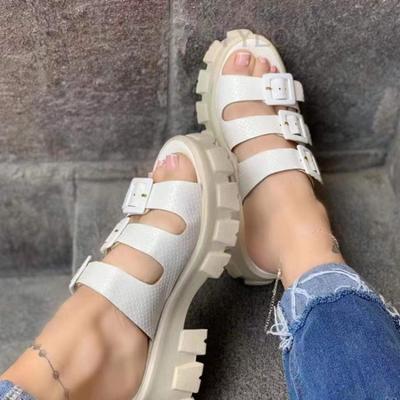 Sandales à plateforme pour femmes Été Nouveau Romain Bout ouvert Boucle Sandales pour femmes Extérieur Grande taille Chaussures pour femmes Décontracté Dames Sandales
