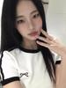 Women's Summer Slim Fit Striped T-Shirt with Bow and Embroidery